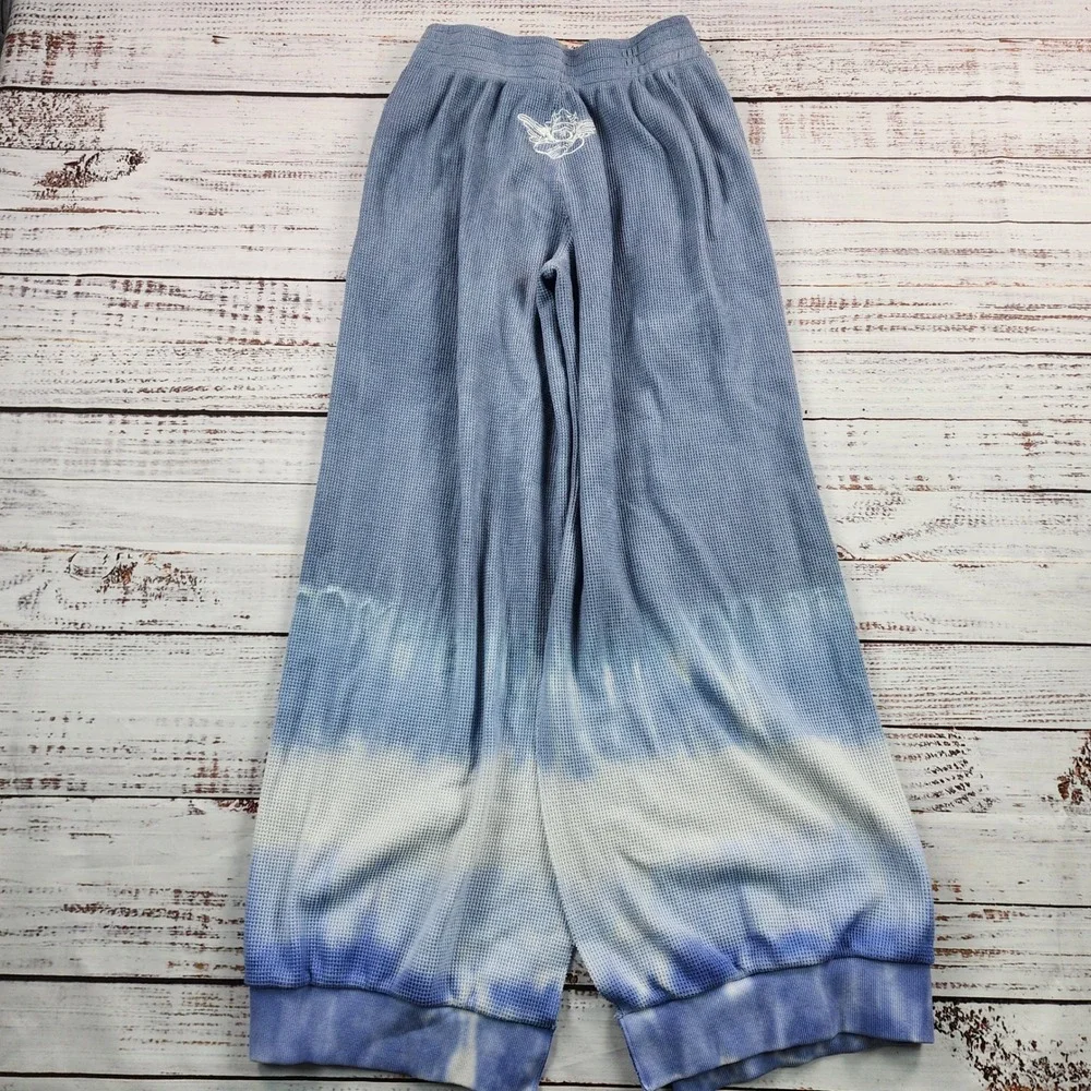 Boys Lie Bullseye MM Pant Womens XS Blue Tie Dye Thermal Wide Leg Sweatpants